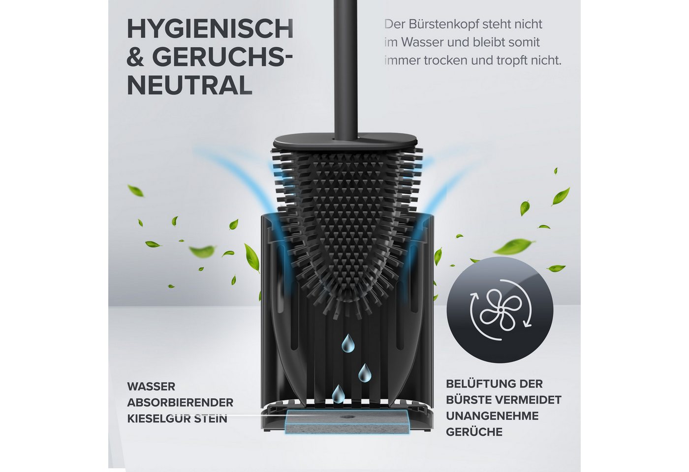 ovimar WC-Reinigungsbürste, (1-tlg), aus Edelstahl in Schwarz zur Wandmontage (optional) – Bild 3 von 5