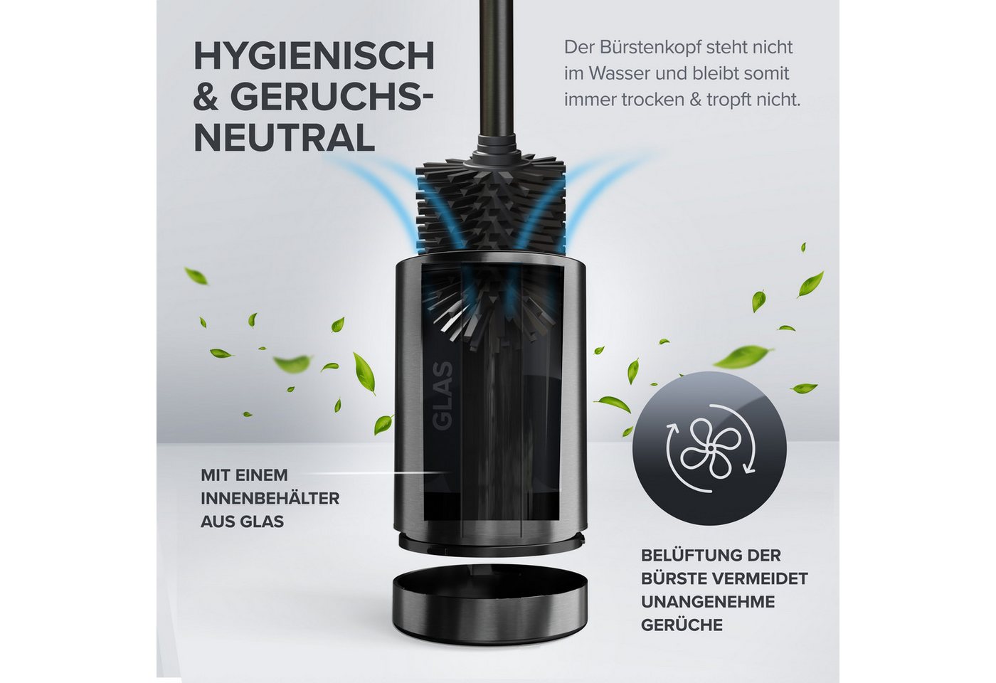 ovimar WC-Reinigungsbürste, (1-tlg), aus Edelstahl in Gunmetal zur – Bild 3 von 5