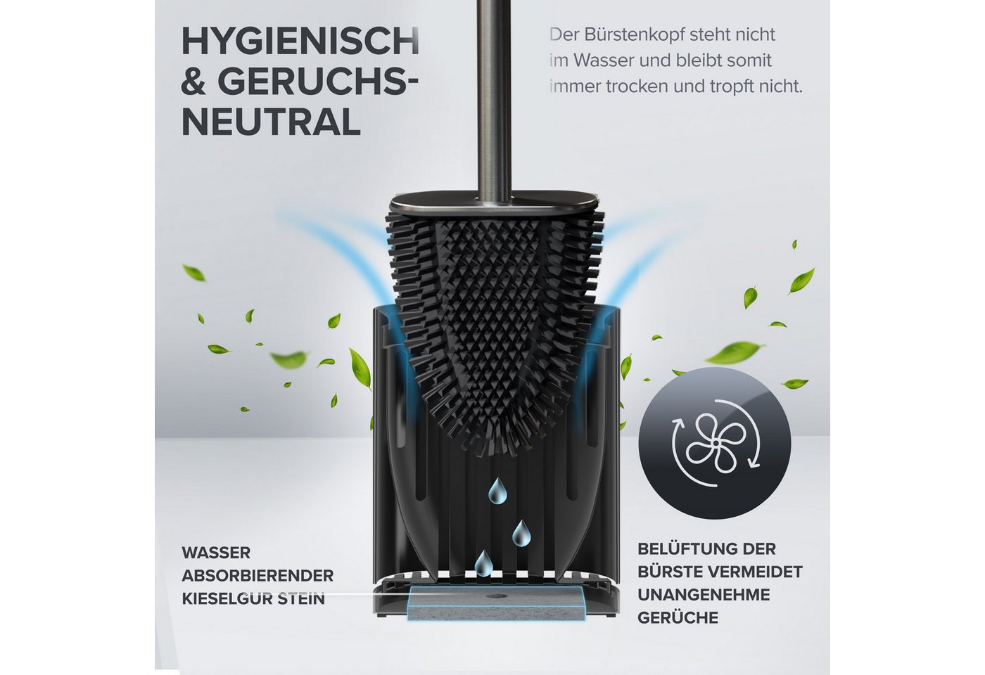 ovimar WC-Reinigungsbürste, (1-tlg), aus Edelstahl in Gunmetal zur Wandmontage (optional) – Bild 3 von 5