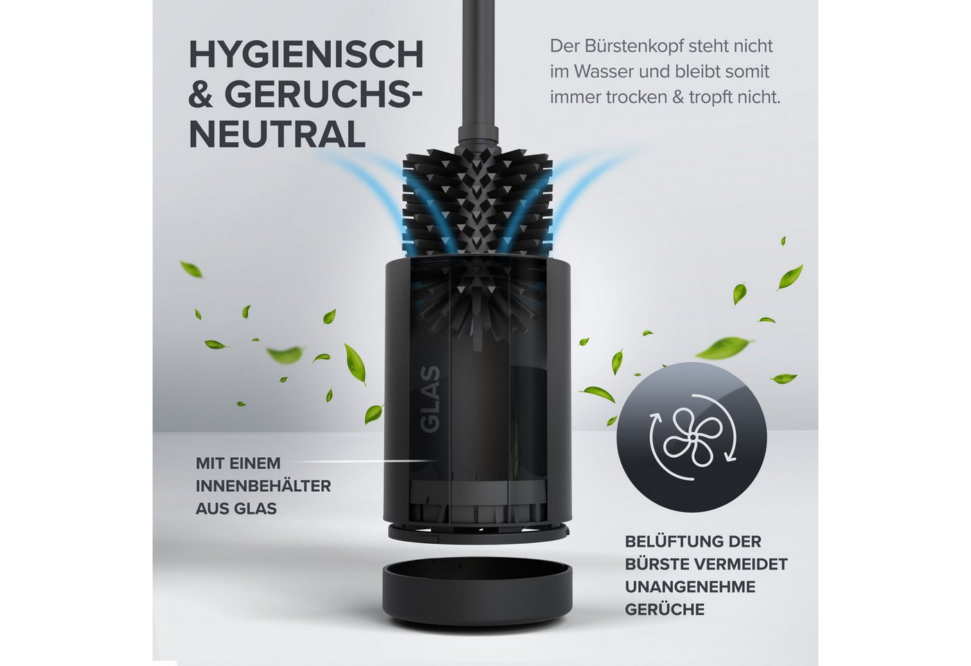 ovimar WC-Reinigungsbürste, (1-tlg), aus Edelstahl in Schwarz zur – Bild 3 von 5