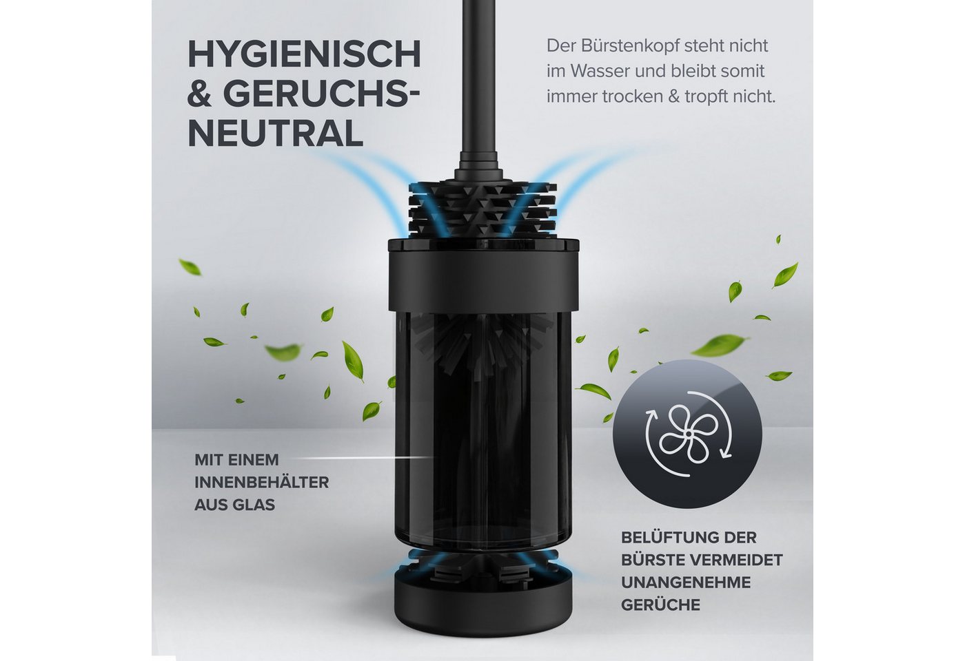 ovimar WC-Reinigungsbürste, (1-tlg), aus Edelstahl in Schwarz zur Zum Bohren – Bild 3 von 5