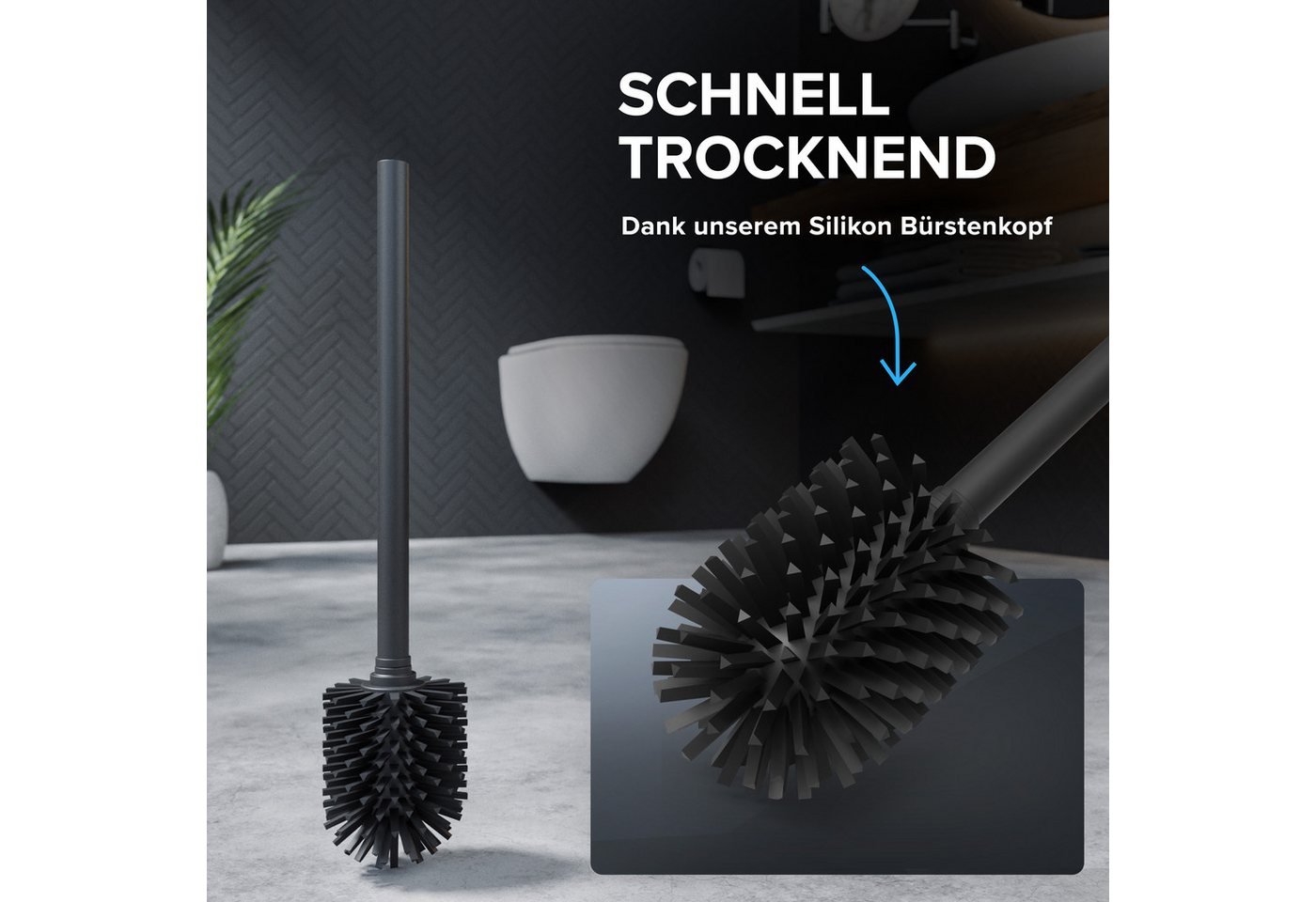 ovimar WC-Reinigungsbürste, (Packung, 2-tlg., 2), aus Edelstahl in Schwarz zur – Bild 5 von 5