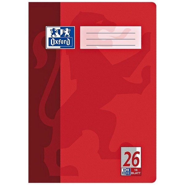 Schulheft, A4, Lineatur 26, rot, 16 Blatt