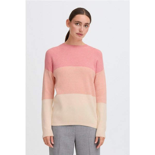 OXMO Strickpullover OXIManny Gerippter Feinstrick-Pullover in Colorblock-Optik