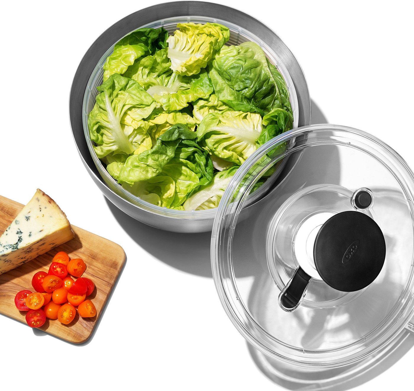 OXO SteeL Salatschleuder, 6 Liter, Edelstahl – Bild 4 von 4