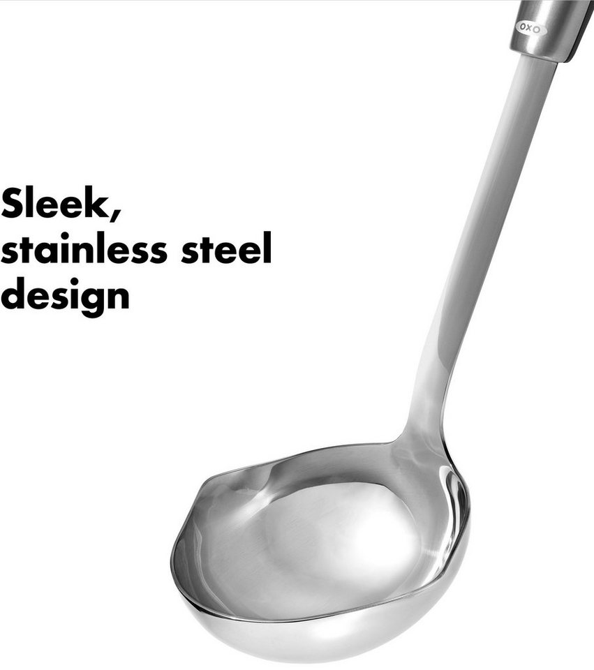 OXO SteeL Schöpflöffel, Edelstahlkelle, für Links- und Rechtshänder – Bild 3 von 4