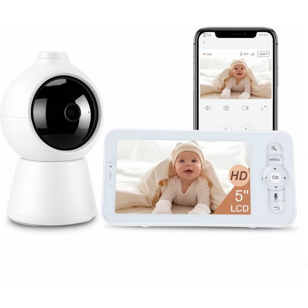 oyajia Babyphone Babyphone mit Kamera, Video Baby Monitor, Video-Babyphone, Infrarot-Nachtsicht, Temperaturanzeige, Schlaflieder, Zwei-Wege-Audio, Gegensprechfu