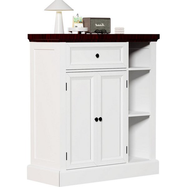 oyajia Badkommode Badezimmerschrank mit Schublade & verstellbaren Einlegeböden (Unterschrank Badschrank Badezimmermöbel, 75 x 30 x 80 cm)