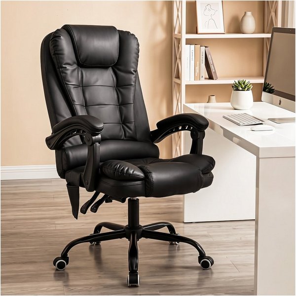 oyajia Bürostuhl Ergonomischer Bürostuhl Massage Chefsessel Drehstuhl Gaming Büro Stuhl (Bürostuhl mit extra Polsterung Home Office Chair im Lederoptik-Design),