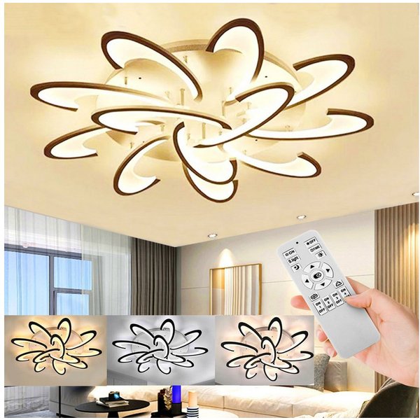oyajia Deckenleuchte 120W Modern LED Deckenleuchte 96cm, 7200LM Dimmbar mit Fernbedienung, LED fest integriert, warmweiß kaltweiß neutralweiß, Blumenförmiges De