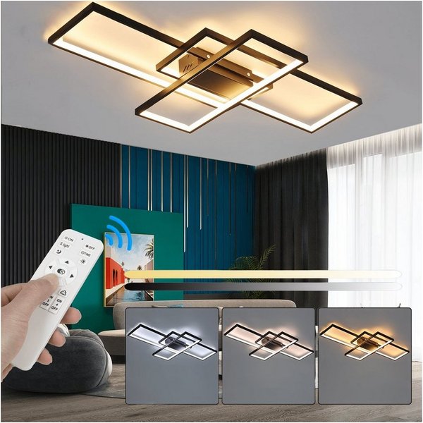 oyajia Deckenleuchte 60W LED Deckenleuchte Dimmbar Modern Deckenlampe Wohnzimmerlampe 90cm, LED fest integriert, Naturweiß, Kaltweiß, Warmweiß, Geometrisch Wand