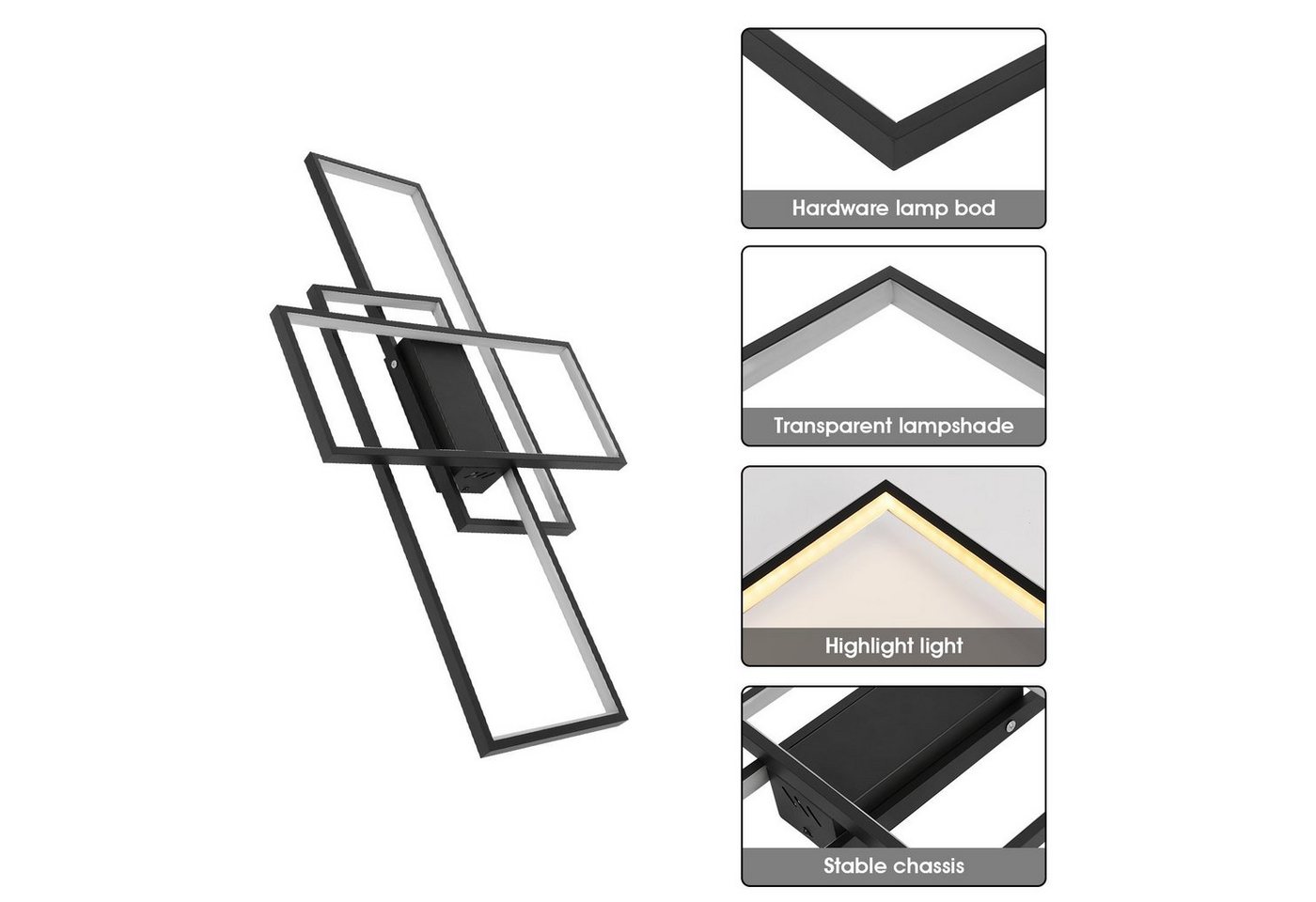 oyajia Deckenleuchte 60W LED Deckenleuchte Dimmbar Modern Deckenlampe Wohnzimmerlampe 90cm, LED fest integriert, Naturweiß, Kaltweiß, Warmweiß, Geometrisch Wand – Bild 5 von 5