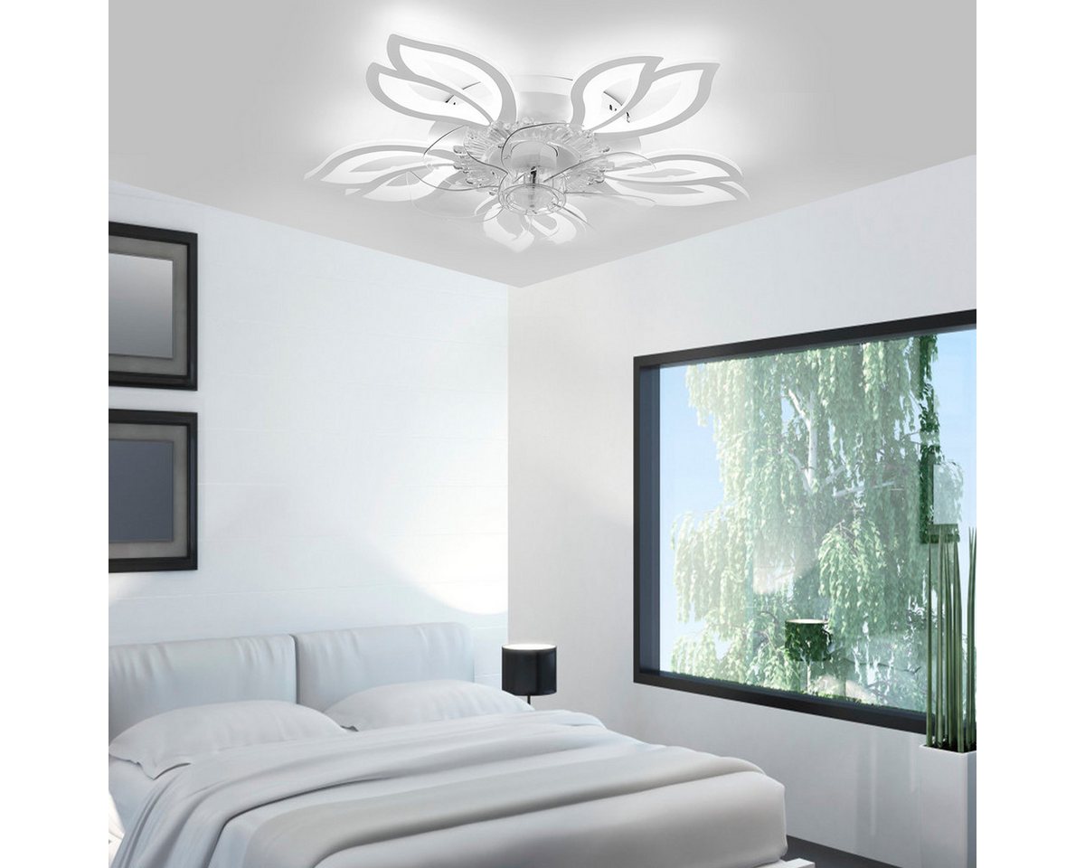 oyajia Deckenleuchte 85W Deckenventilator mit Lampe, Fernbedienung Leise Ventilator Dimmbar, LED fest integriert, Naturweiß, Kaltweiß, Warmweiß, Deckenlampe Mit – Bild 2 von 5