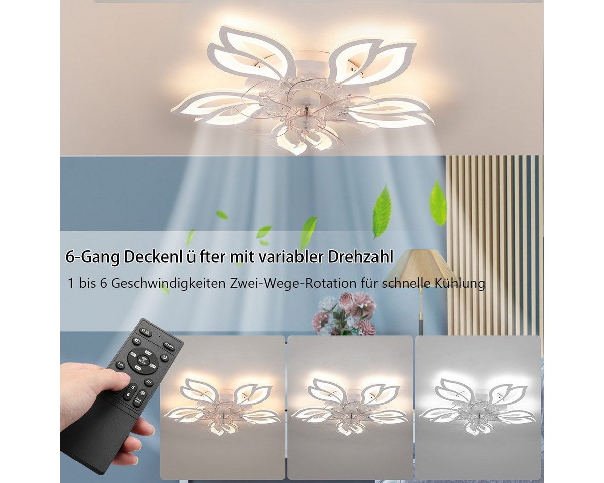 oyajia Deckenleuchte 85W Deckenventilator mit Lampe, Fernbedienung Leise Ventilator Dimmbar, LED fest integriert, Naturweiß, Kaltweiß, Warmweiß, Deckenlampe Mit – Bild 5 von 5