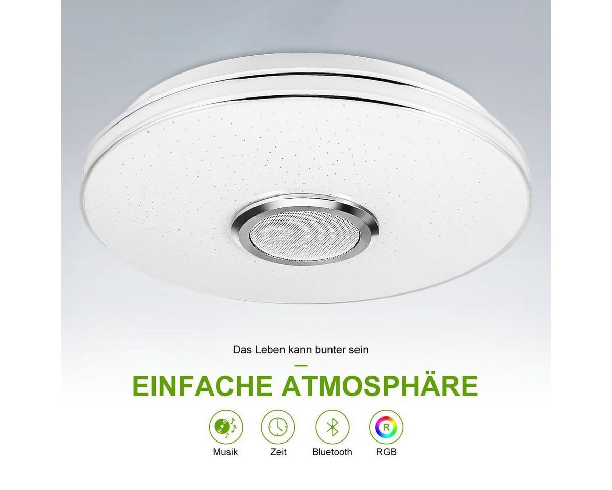 oyajia Deckenleuchte Dimmbar Deckenlampe mit Bluetooth Lautsprecher RGB, Fernbedienung, APP, LED fest integriert, RGB, Tageslichtweiß, LED Deckenleuchte,Ø 30/40 – Bild 5 von 5