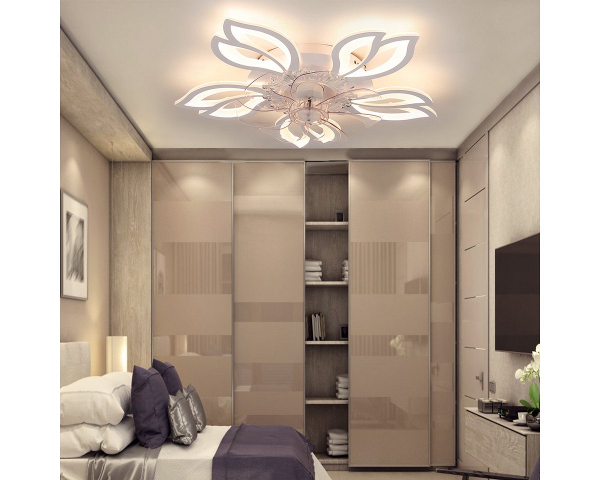 oyajia Deckenleuchte Leise Deckenventilator mit Beleuchtung, 85W Deckenlampe Mit Ventilator, LED fest integriert, Kaltweiß, Neutralweiß, Warmweiß, 6 Geschwindig – Bild 2 von 5