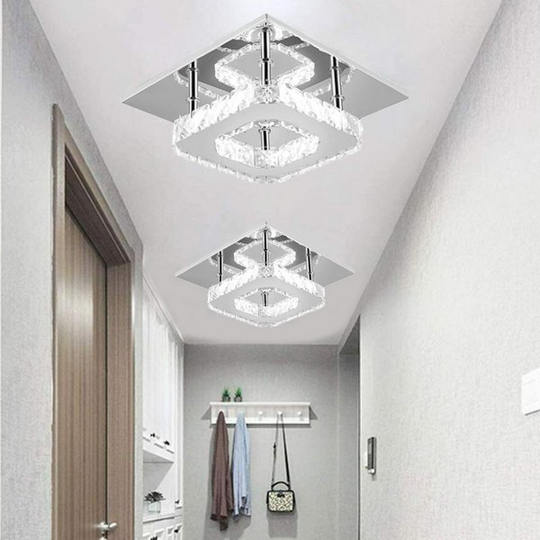 oyajia Deckenleuchte Moderne Kristall LED Deckenlampen, 12W Luxus Mini Kronleuchter, LED fest integriert, Tageslichtweiß, 20x20x10cm Quadrat Deckenleuchte für W