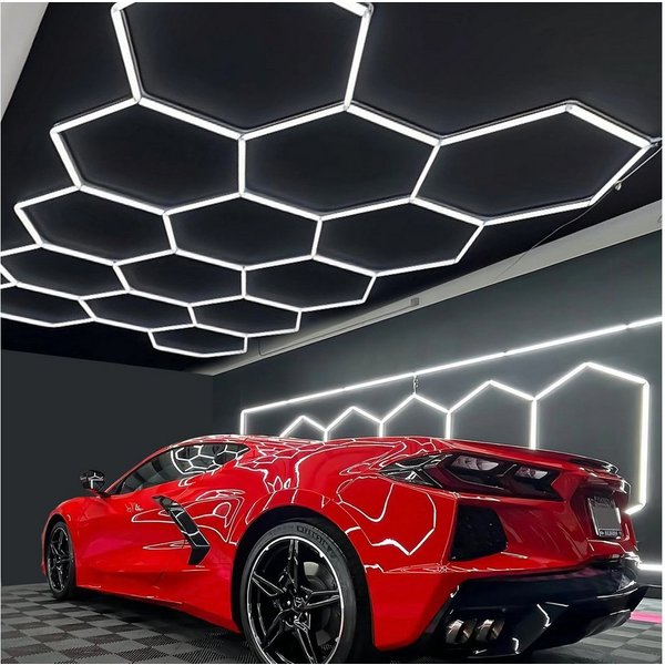 oyajia Deckenleuchten Rahmenlos 14er-Pack Hexagon LED Garagenleuchte, 6500K 534W Wabenlicht, Hexagon LED, LED Garage Light für Garage, Studio, Parkplatz, Auto-D