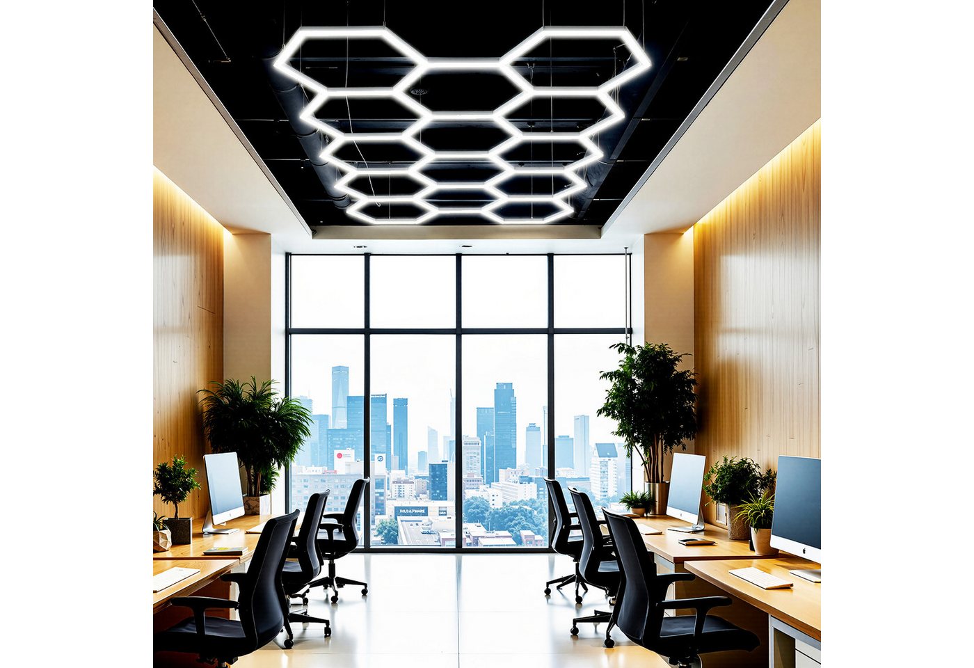 oyajia Deckenleuchten Rahmenlos 14er-Pack Hexagon LED Garagenleuchte, 6500K 534W Wabenlicht, Hexagon LED, LED Garage Light für Garage, Studio, Parkplatz, Auto-D – Bild 2 von 5