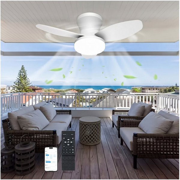 oyajia Deckenventilator 50W 3 Flügeln Deckenventilator mit Beleuchtung, LED Deckenleuchte 66cm, Dimmbare Deckenleuchte mit Fernbedienung für Schlafzimmer, Wohnz