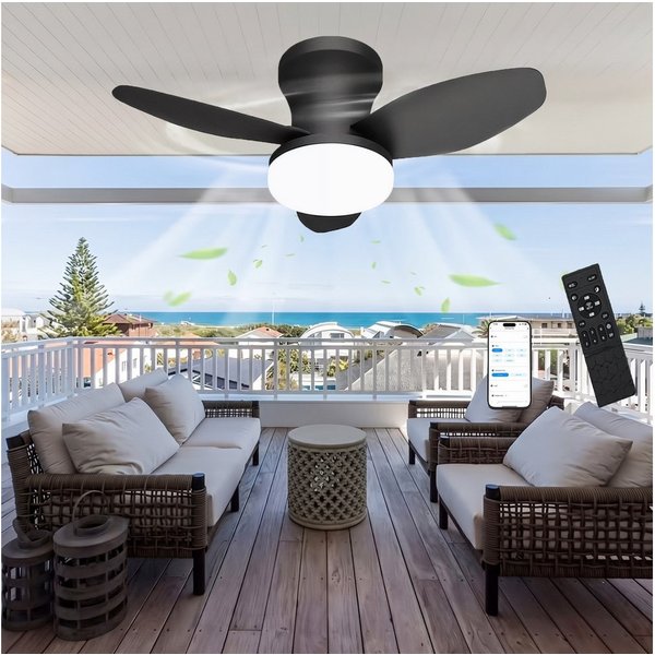 oyajia Deckenventilator 50W 3 Flügeln Deckenventilator mit Beleuchtung, LED Deckenleuchte 66cm, Dimmbare Deckenleuchte mit Fernbedienung für Schlafzimmer, Wohnz