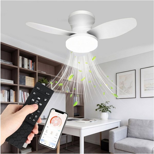 oyajia Deckenventilator 70W 5 Flügeln Deckenventilator mit Beleuchtung,LED Deckenleuchte 110cm, Dimmbare Deckenleuchte mit Fernbedienung für Schlafzimmer, Wohnz