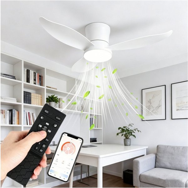 oyajia Deckenventilator Leise Deckenventilator mit Beleuchtung inkl Fernbedienung 95CM, 6 Geschwindigkeiten Timer Vor- & Rücklauf LED dimmbar CCT Nachtlicht