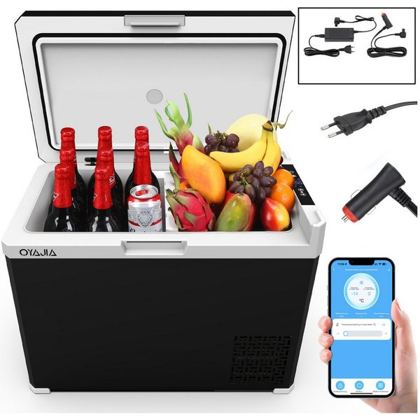 oyajia Elektrische Kühlbox Kompressor Gefriertruhe mobiler Kühlschrank, Kühltruhe, Gefrierbox, 50 l, Dual-Zone (20°C bis +20°C), 12V/24V/230V, APP Steuerung, Tr