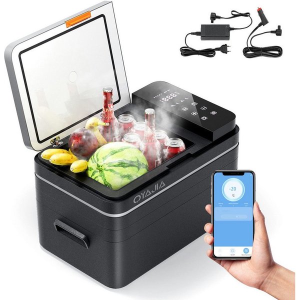 oyajia Elektrische Kühlbox Kompressor Gefriertruhe mobiler Kühlschrank, Kühltruhe, Gefrierbox, 31 l, Mit APP Steuerung, 12/24 V und 100-240 V, -20°C bis 20°C, k