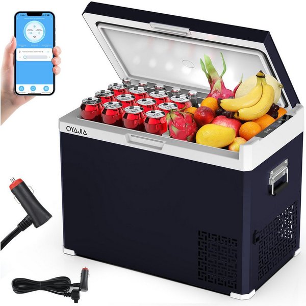 oyajia Elektrische Kühlbox Kompressor Gefriertruhe mobiler Kühlschrank, Kühltruhe, Gefrierbox, 40 l, Dual-Zone (20°C bis +20°C), 12V/24V/230V, APP Steuerung, Tr