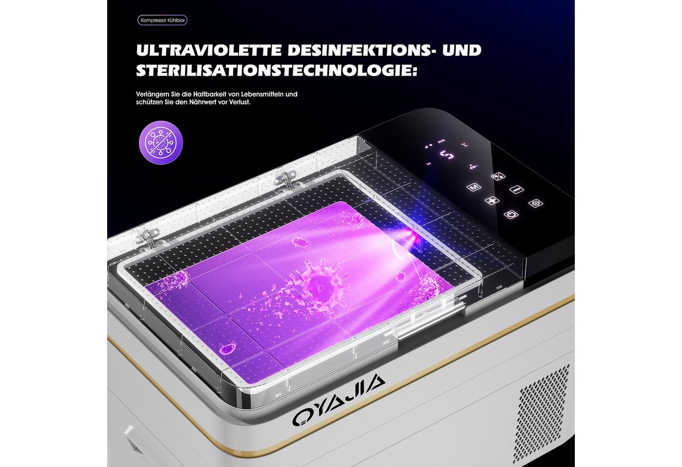 oyajia Kühlbox Kompressor Kühlbox 31L, APP-Steuerung und Großem Display, 12V/24V, 31 l, Kühlbox Elektrisch, bis -20 °C für Auto, Lkw, Boot, Reisemobil,Camping – Bild 2 von 5