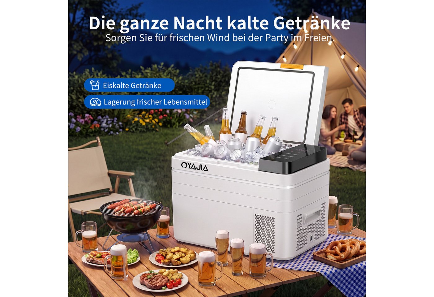 oyajia Kühlbox Kompressor Kühlbox 31L, APP-Steuerung und Großem Display, 12V/24V, 31 l, Kühlbox Elektrisch, bis -20 °C für Auto, Lkw, Boot, Reisemobil,Camping – Bild 4 von 5