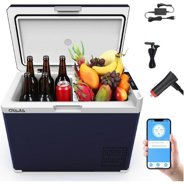 oyajia Kühlbox Kompressor Kühlbox, 2in1 Doppelzone Kühlbox Auto mit APP, 12/24V 230V, 40 l, Kühlbox Elektrisch, bis -20 °C für Auto, Lkw, Boot, Wohnwagen, Campi