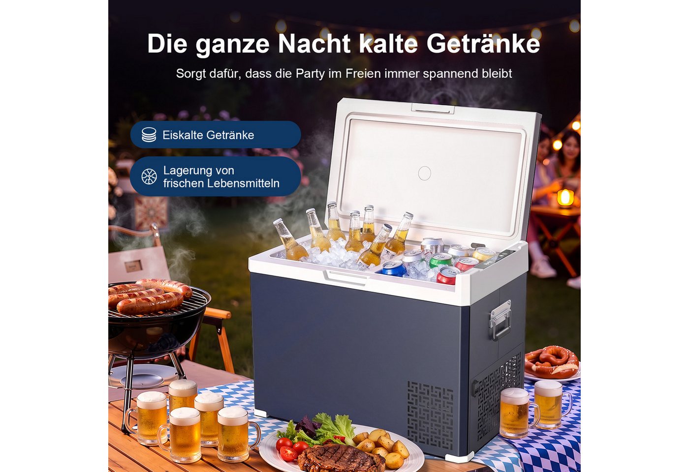 oyajia Kühlbox Kompressor Kühlbox, 2in1 Doppelzone Kühlbox Auto mit APP, 12/24V 230V, 40 l, Kühlbox Elektrisch, bis -20 °C für Auto, Lkw, Boot, Wohnwagen, Campi – Bild 2 von 5