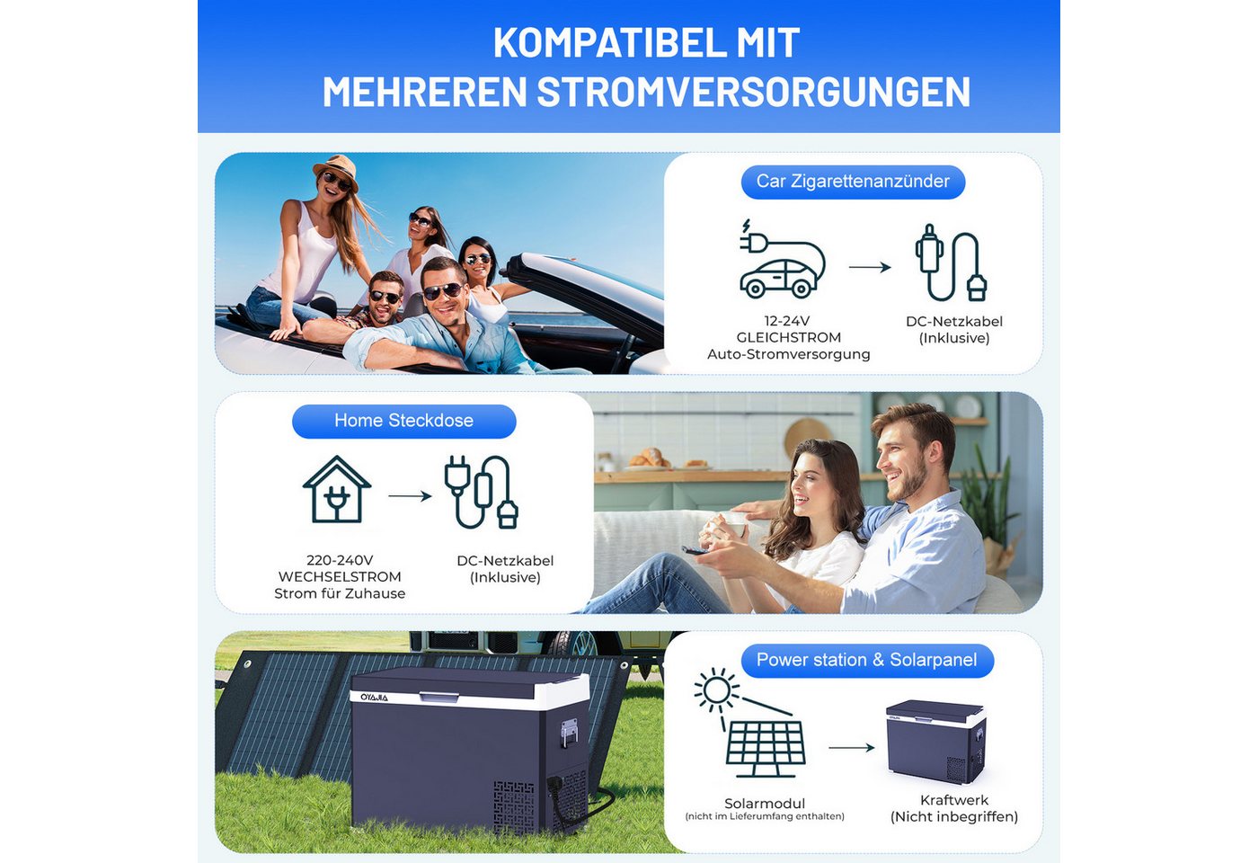 oyajia Kühlbox Kompressor Kühlbox, 2in1 Doppelzone Kühlbox Auto mit APP, 12/24V 230V, 40 l, Kühlbox Elektrisch, bis -20 °C für Auto, Lkw, Boot, Wohnwagen, Campi – Bild 4 von 5