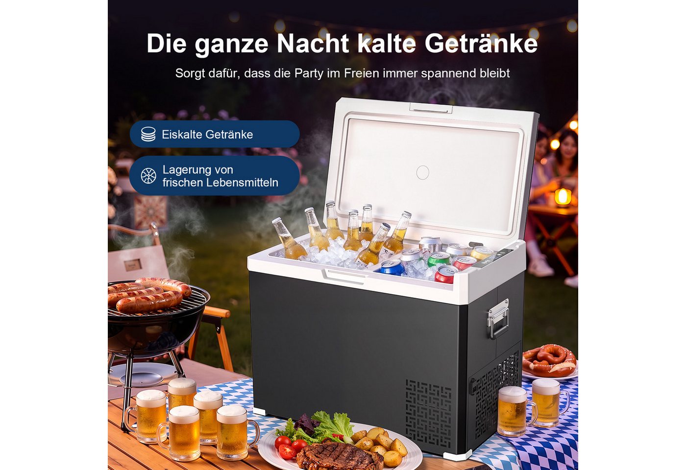 oyajia Kühlbox Kompressor Kühlbox, 2in1 Doppelzone Kühlbox Auto mit APP, 12/24V 230V, 40 l, Kühlbox Elektrisch, bis -20 °C für Auto, Lkw, Boot, Wohnwagen, Campi – Bild 2 von 5