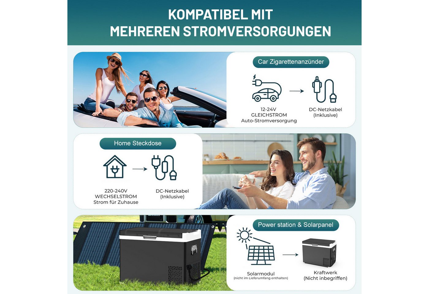 oyajia Kühlbox Kompressor Kühlbox, 2in1 Doppelzone Kühlbox Auto mit APP, 12/24V 230V, 40 l, Kühlbox Elektrisch, bis -20 °C für Auto, Lkw, Boot, Wohnwagen, Campi – Bild 3 von 5