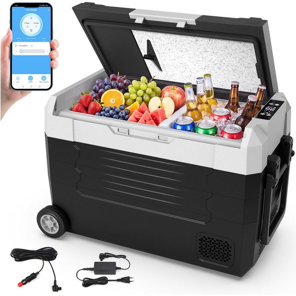 oyajia Kühlbox Kompressor mobiler Autokühlschrank, Kühltruhe mit APP-Steuerung, 45 l, -20°C - 20°C 12/24V DC & 100-240V AC für LKW, Boot, Camping