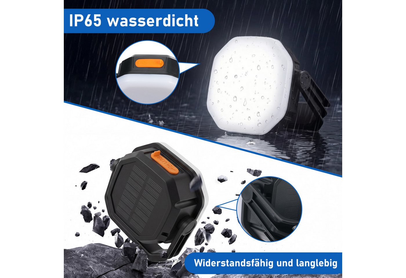 oyajia LED Solarleuchte LED Laterne Solar Campinglampe & Powerbank 6600mAh Outdoor Camping, IP65 Wasserdicht, LED fest integriert, Warmweiß, Kaltweiß, Neutralwe – Bild 3 von 5