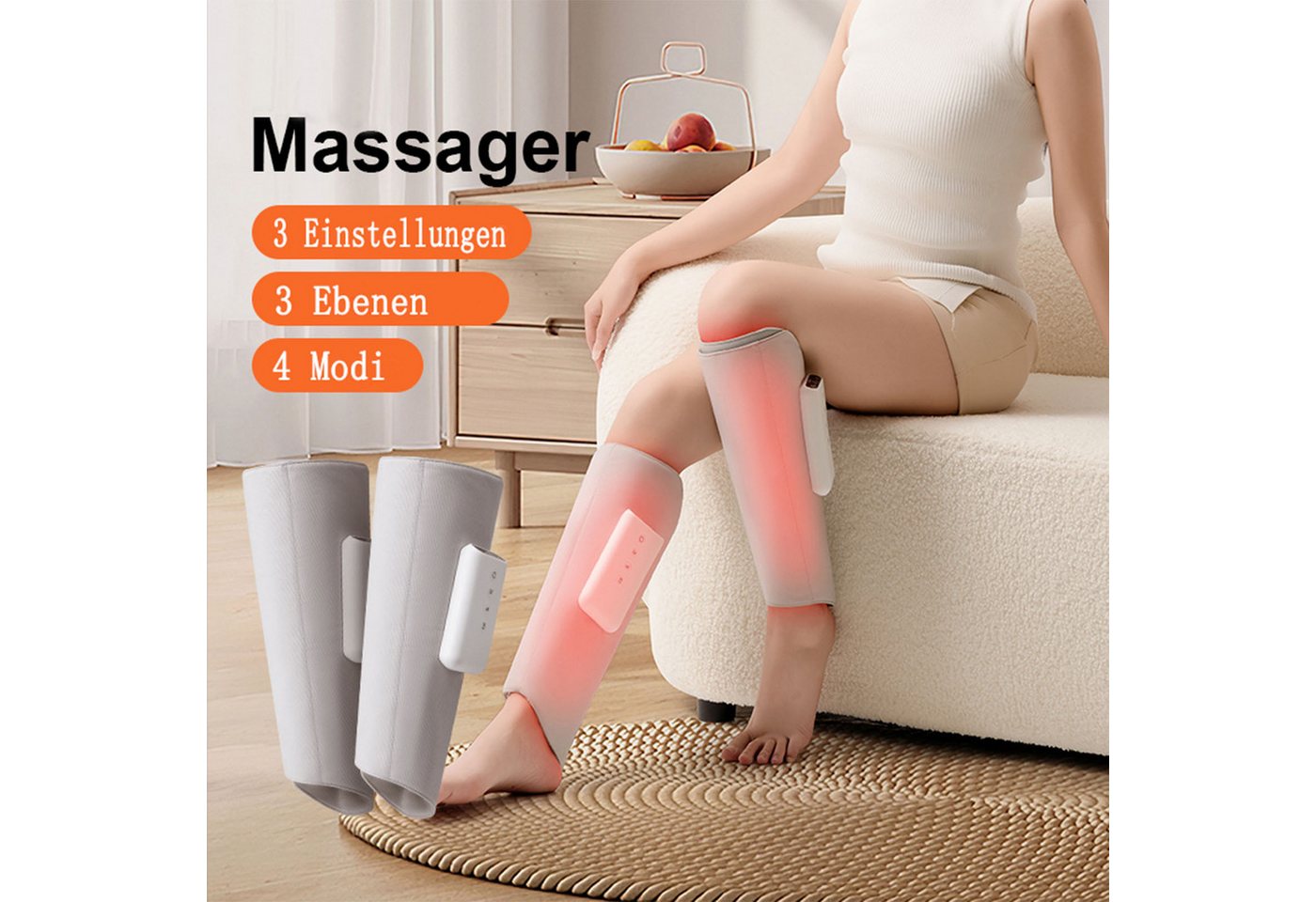 oyajia Massagegerät 2pcs Wadenmassagegerät,LuftkompressionMassage,massagegerät mit Heizung, Multifunktions Massagegerät, Display, 3 Temperaturstufen einstellbar – Bild 3 von 5