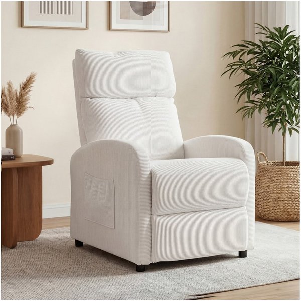 oyajia Relaxsessel Ergonomischer Liegesessel mit Relaxfunktion (verstellbare Rückenlehne & Seitentasche für mehr Funktion, Cordstoff), Fernsehsessel, bis 150 kg