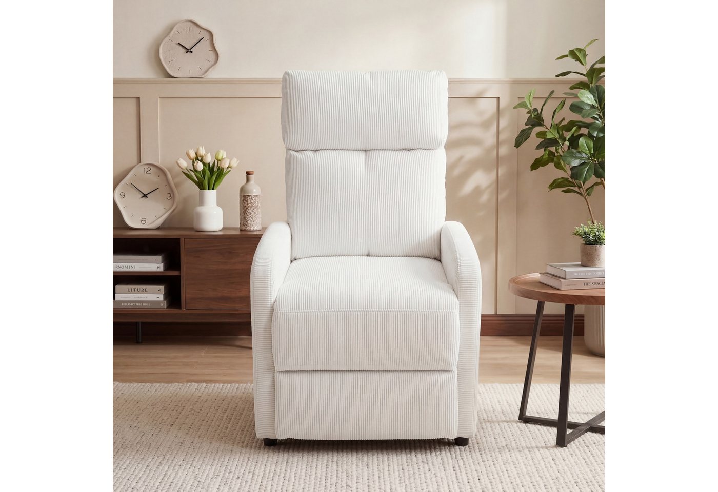 oyajia Relaxsessel Ergonomischer Liegesessel mit Relaxfunktion (verstellbare Rückenlehne & Seitentasche für mehr Funktion, Cordstoff), Fernsehsessel, bis 150 kg – Bild 3 von 5