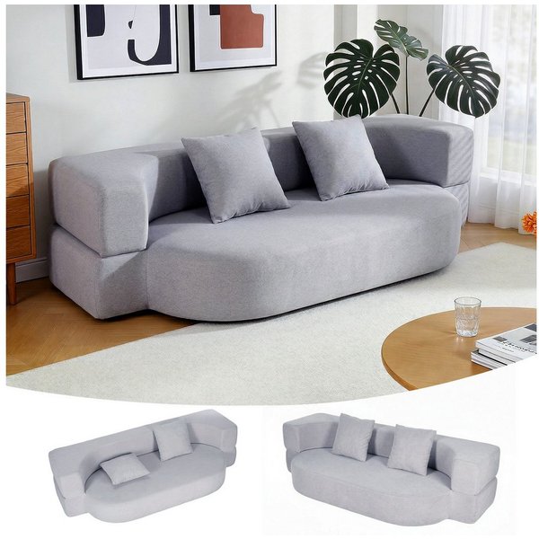 oyajia Schlafsofa Klappbares Knochenloses Schlafsofa mit 2 Kissen,193x81x49CM, 1 Teile, Bodensofa Bed mit Pillow Back Support Armrest - Schlafsofa Klappbar