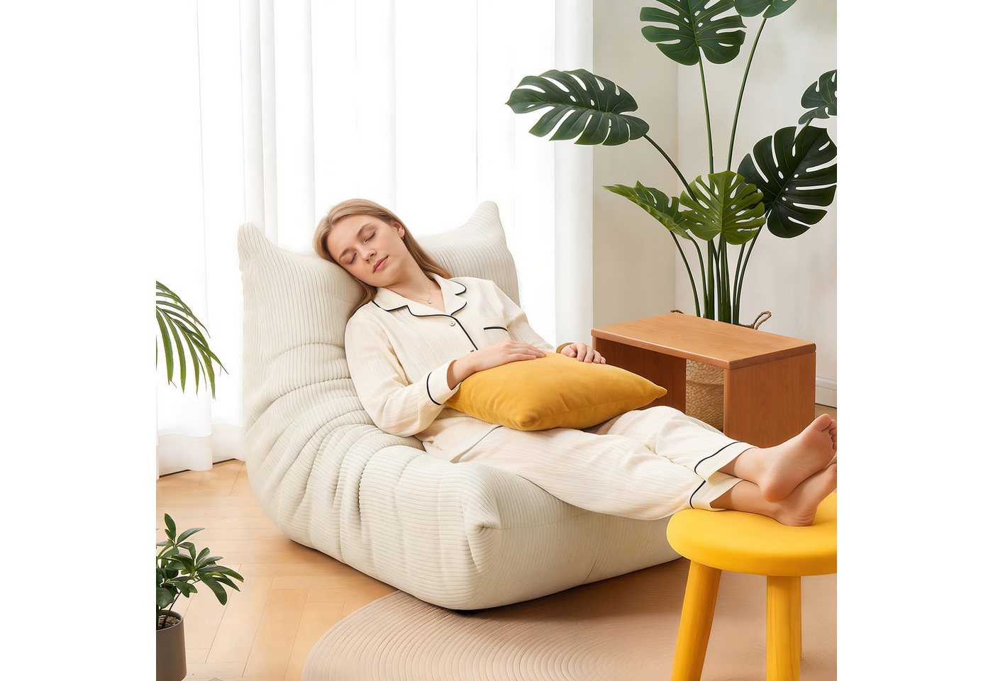 oyajia Sitzsack Relaxsessel Sofa Einzelsofa mit Hochelastischer Schwamm (mit Rückenlehne Einzelsofa), ohne Montage,Bequem & Modern für Wohnzimmer & Schlafzimmer – Bild 3 von 5