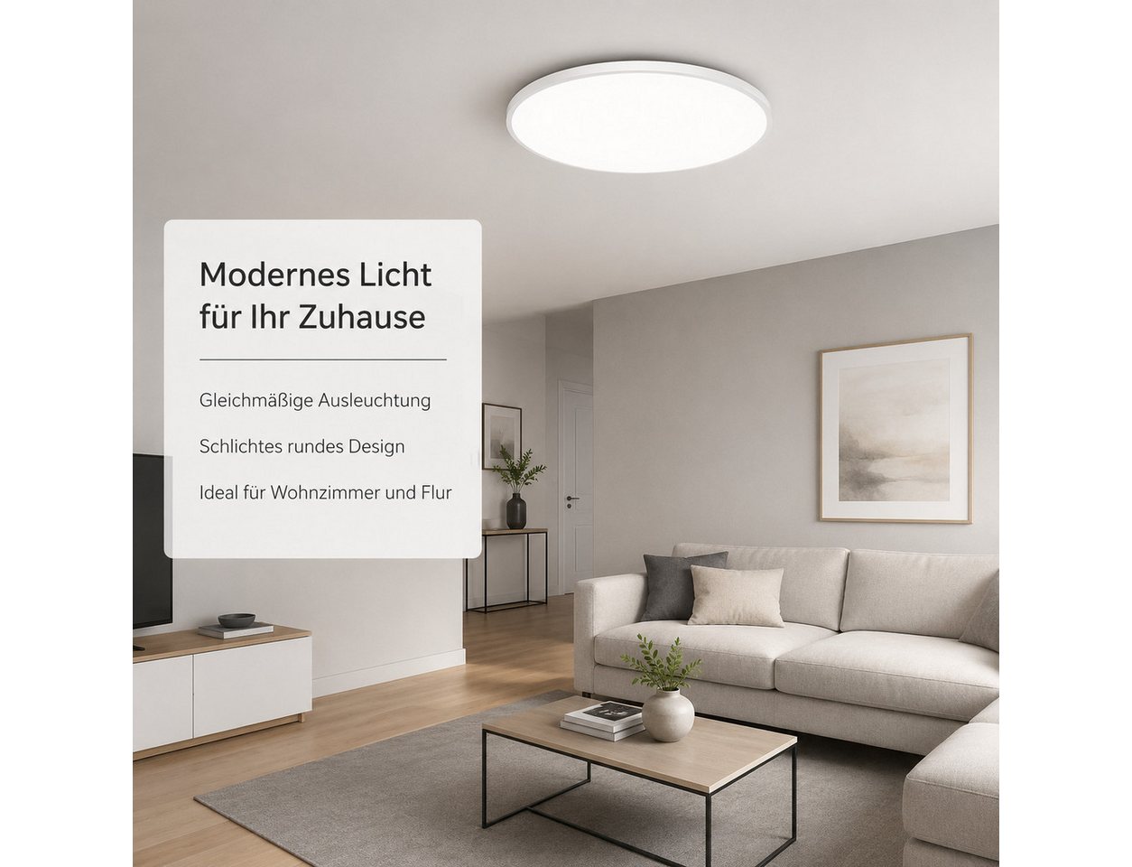 OYLCDI Deckenleuchte LED Deckenleuchte 30W Ø28 cm rund, flache Deckenlampe 6500K kaltweiß, LED fest integriert Flur inkl Leuchtmittel 6500K, weiß, Wohnzimmer-Le – Bild 2 von 5