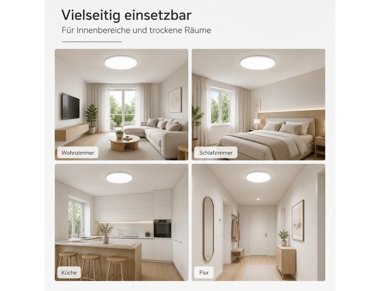 OYLCDI Deckenleuchte LED Deckenleuchte 30W Ø28 cm rund, flache Deckenlampe 6500K kaltweiß, LED fest integriert Flur inkl Leuchtmittel 6500K, weiß, Wohnzimmer-Le – Bild 4 von 5