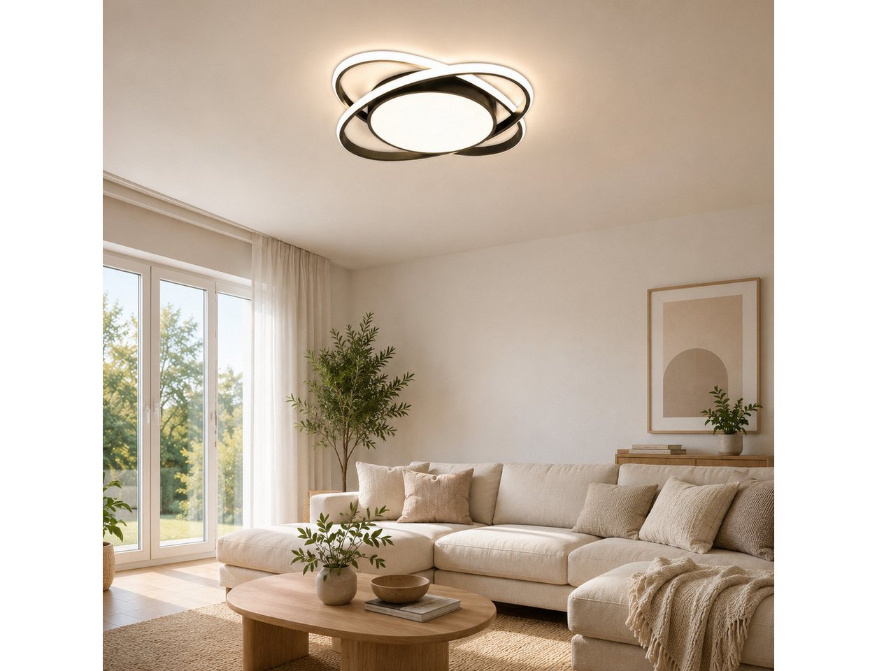 OYLCDI Deckenleuchten LED Deckenlampe Ø53cm,Dimmbar mit Fernbedienung für Wohnzimmer, LED fest integriert, 48W 3000-6500k, Modern Runde Wohnzimmer Schlafzimmer  – Bild 2 von 5