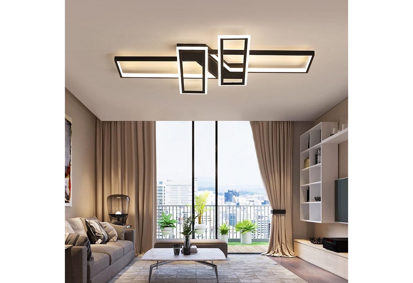 OYLCDI Deckenleuchten LED Deckenlampe 94W Dimmbar mit Fernbedienung 3000-6500k, LED fest integriert Hängeleuchte Wohnzimmer Schlafzimmer Arbeitszimmer, LED fest – Bild 5 von 5