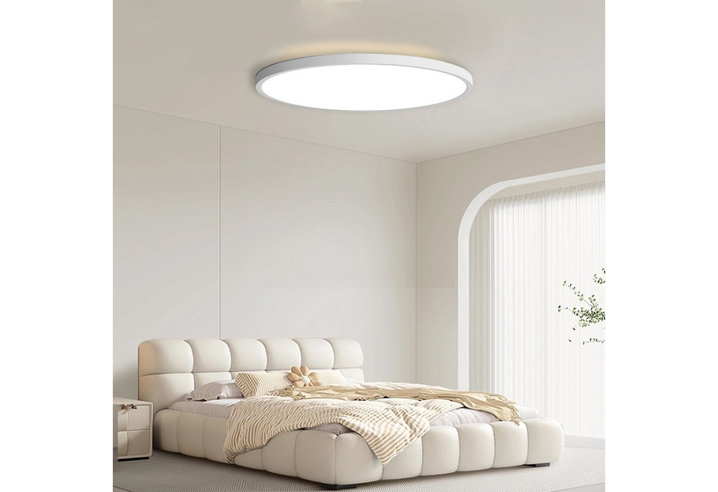OYLCDI Deckenleuchten LED Deckenleuchte Ø37 cm rund, flache Deckenlampe dimmbar, LED fest integriert, mit 3 Lichtfarben 3000K-6000K, weiß, für Wohnzimmer Küche  – Bild 5 von 5