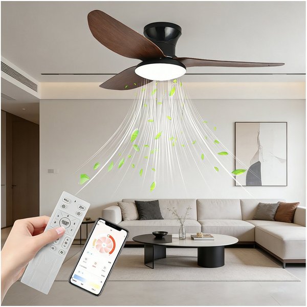 OYLCDI Deckenleuchten Leise Deckenventilator LED Deckenleuchte,ventilatoren, APP-Kontrolle,Fernbedienung, Warmes weißes Licht, neutrales weißes Licht, kaltes we